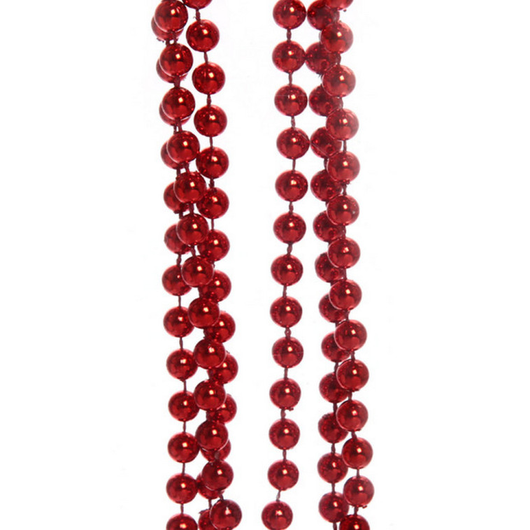 Бусы пластиковые на елку 1,5 м d-6 мм красный Шарик Серпантин (1/864)