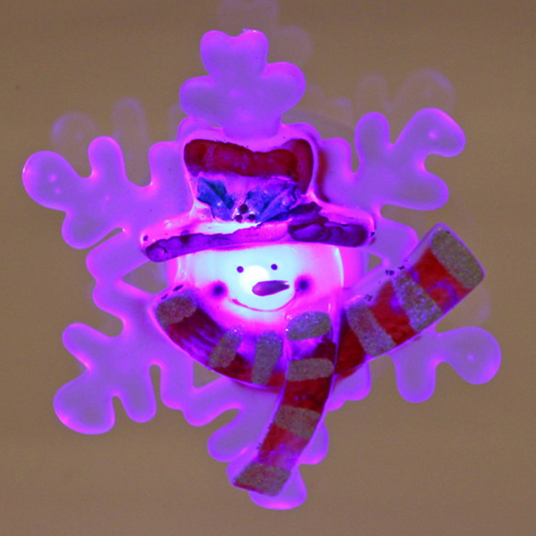 Cнимок Акция! Светильник светодиодный пластиковый  9,5*4 см на присоске Снежинка со снеговиком (1/192)