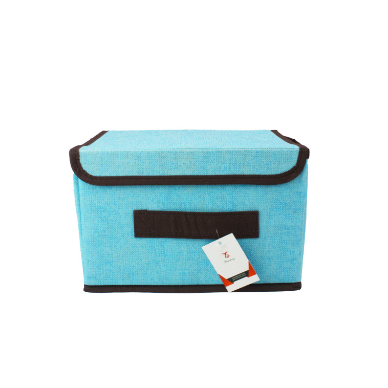 Фото Ящик текстильный 26*20*16 см для хранения вещей крышка складной голубой Baizheng (1/100)