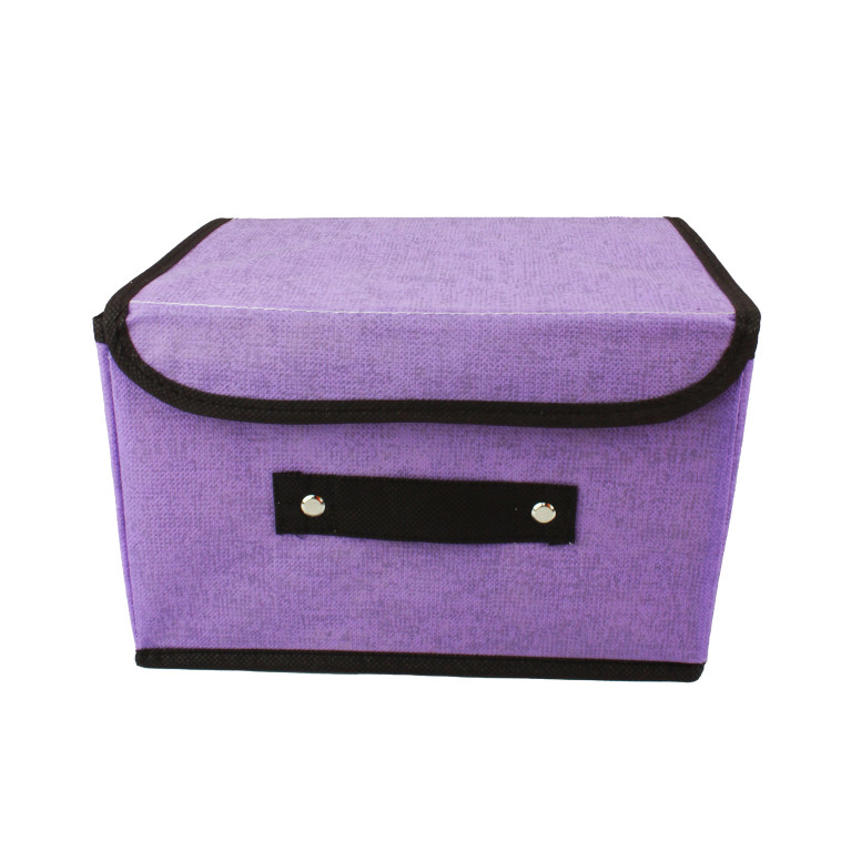 Фото Ящик текстильный 26*20*16 см для хранения вещей крышка складной фиолетовый Baizheng (1/100)