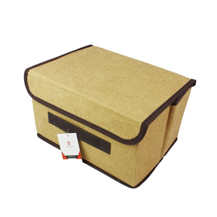 Ящик текстильный 26*20*16 см для хранения вещей крышка складной светло коричневый Baizheng (1/100)