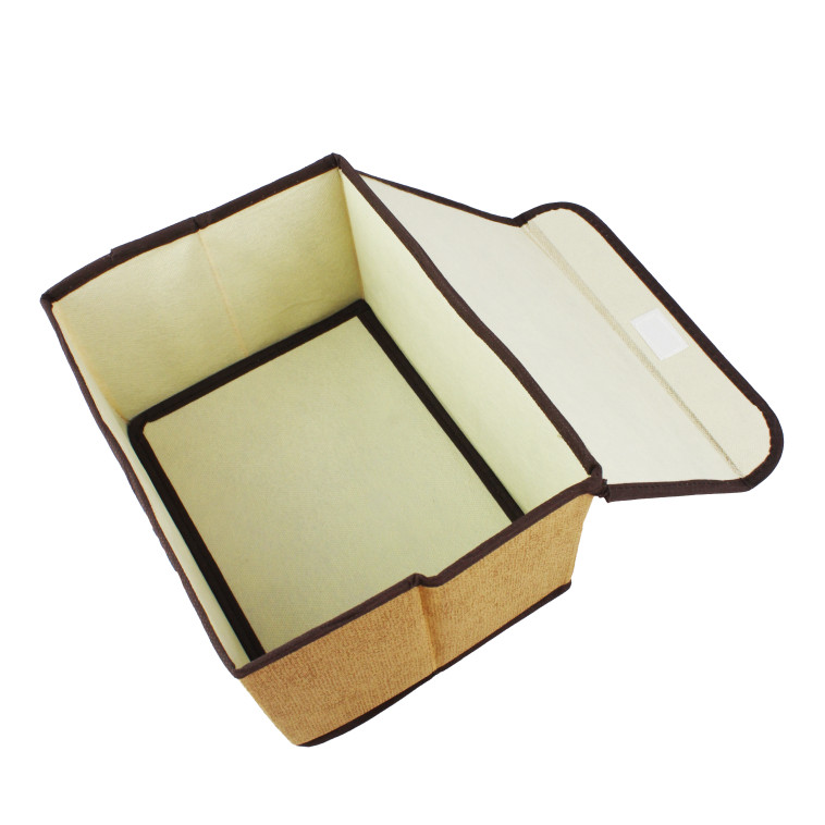 Изображение Ящик текстильный 26*20*16 см для хранения вещей крышка складной светло коричневый Baizheng (1/100)