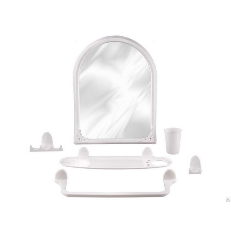 Набор пластиковый для ванной с зеркалом 38*9*50 см белый №1 Аква Альтернатива (1/3)