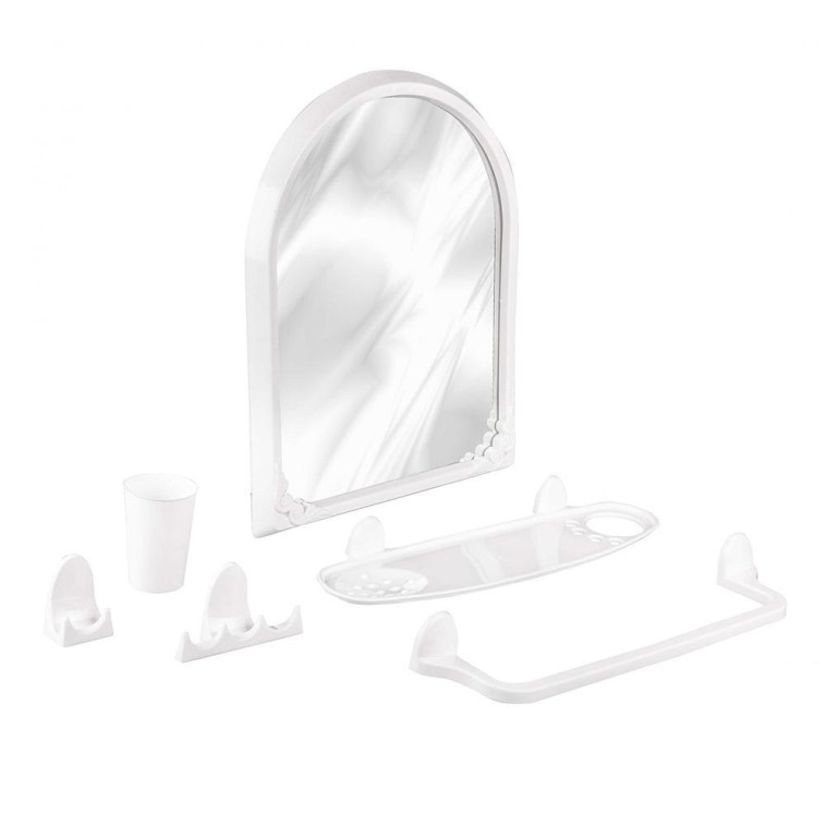 Фото Набор пластиковый для ванной с зеркалом 38*9*50 см белый №1 Аква Альтернатива (1/3)