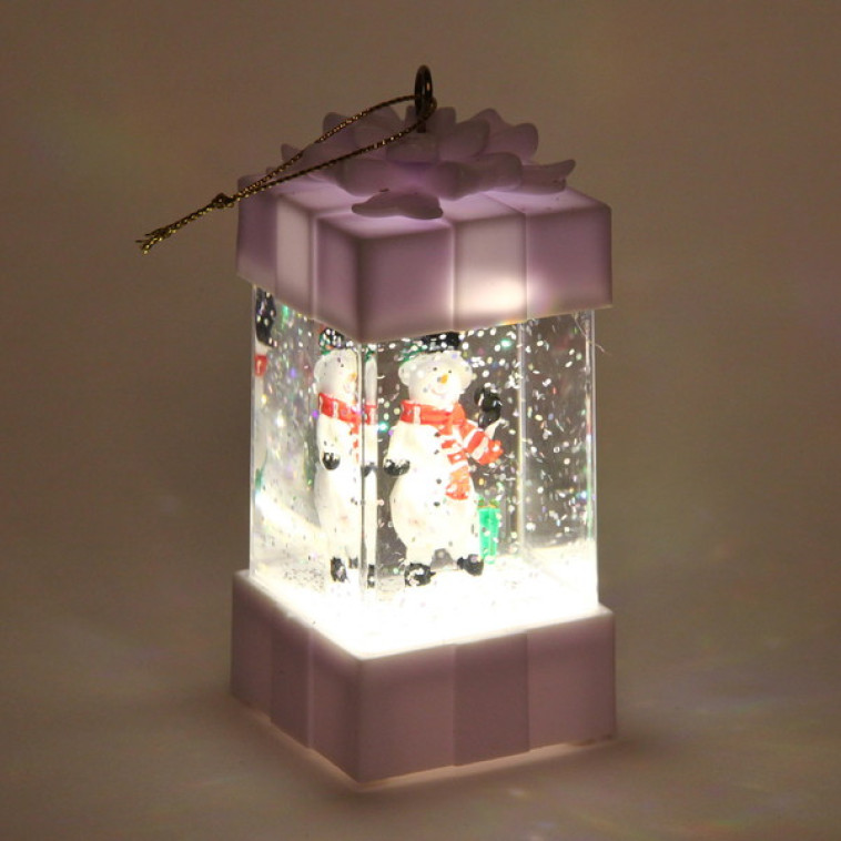 Акция! Светильник светодиодный пластик 5,5*11,5 см Christmas Подарок Счастл Снегов Серпантин (1/20)