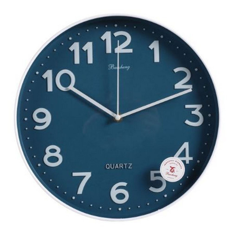 Часы пластиковые настенные кварц  30 см круг бело-синий BZ1-JXZB-XH-615 Baizheng (1/10)