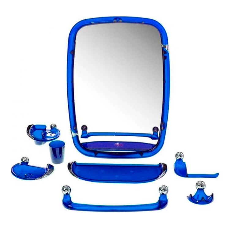 Набор пластиковый для ванной с зеркалом 44,5*9*59 см синий полупрозр ВК Вива классик Berossi (1/5)