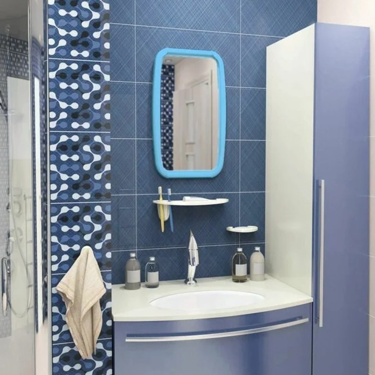 Фото Набор пластиковый для ванной с зеркалом 34,6*51,5 см бирюза ВК Оптима Berossi (1/5)