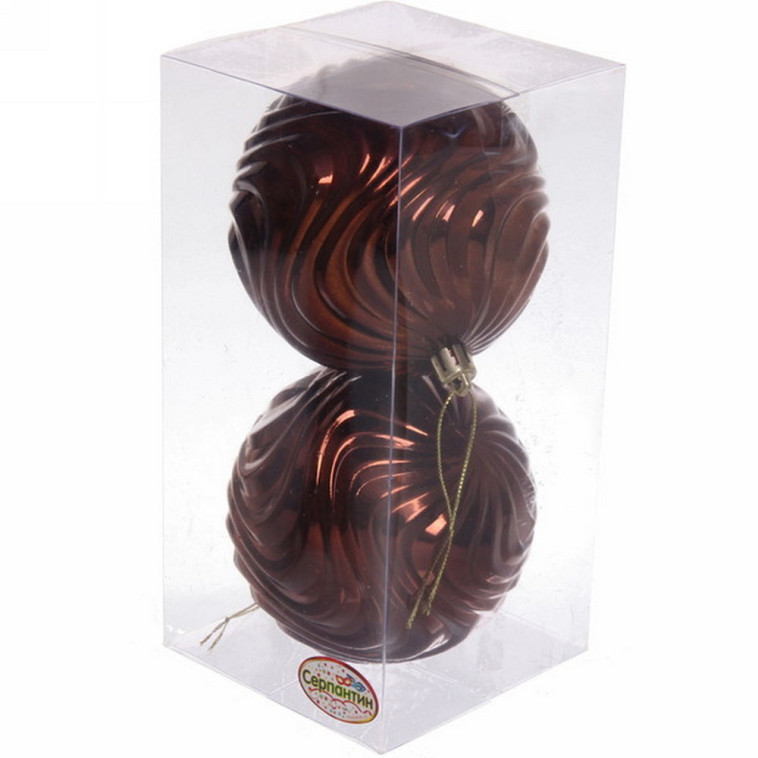 Акция! Набор пластиковых шаров d-10 см 2 шт шоколад Рельеф Серпантин (1/90)