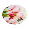 Мини фото Весы кухонные электронные стекло 5 кг круглые дисплей Розовые тюльпаны Аксинья (1/12)