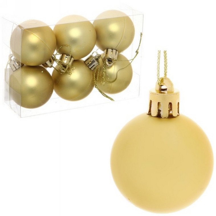 Акция! Набор пластиковых шаров d-4 см 6 шт золотой Матовый Серпантин (1/480)