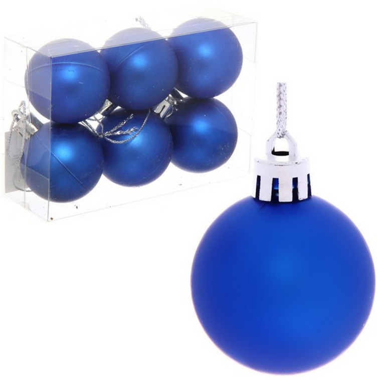 Акция! Набор пластиковых шаров d-4 см 6 шт синий Матовый Серпантин (1/480)