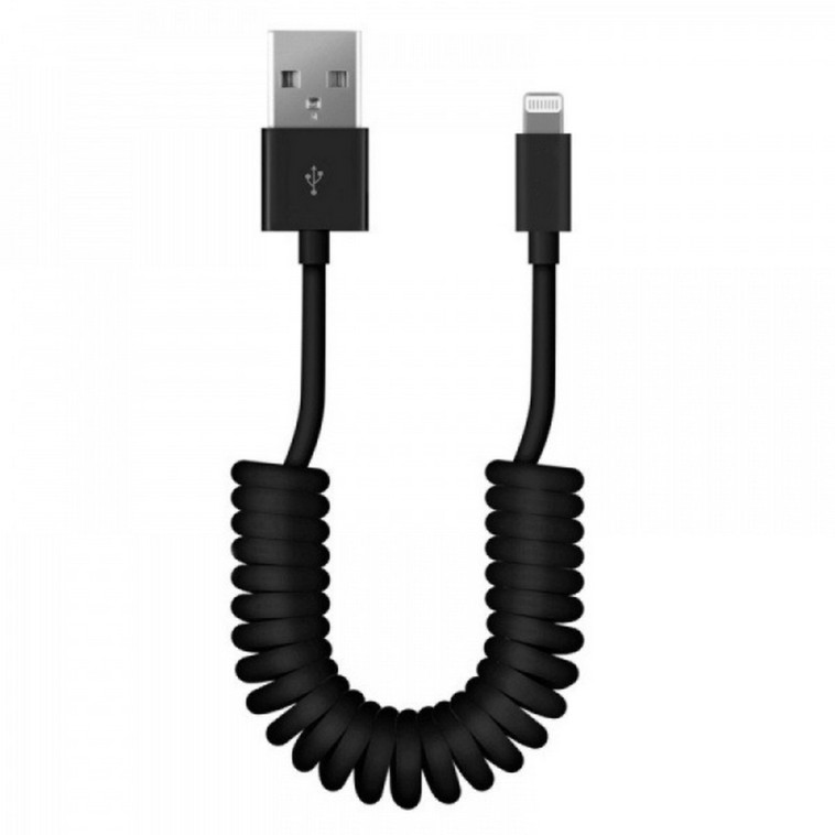 Кабель USB - 8pin для Apple спиральный длина 1 м черный Smartbuy (1/500)