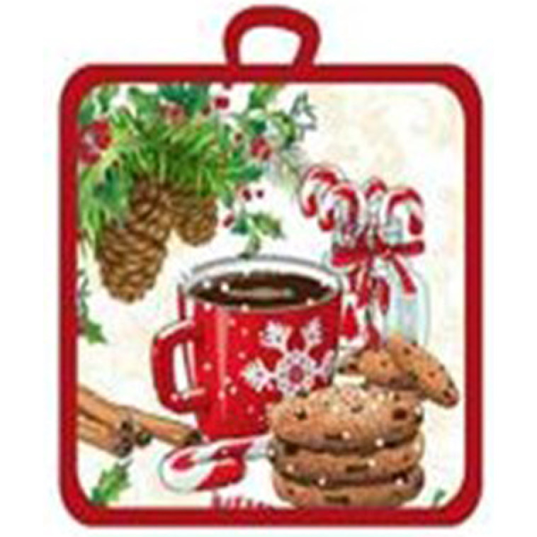 Прихватка полиэстер кухонная 17*17 см Рождественское чаепитие NataM (1/288)