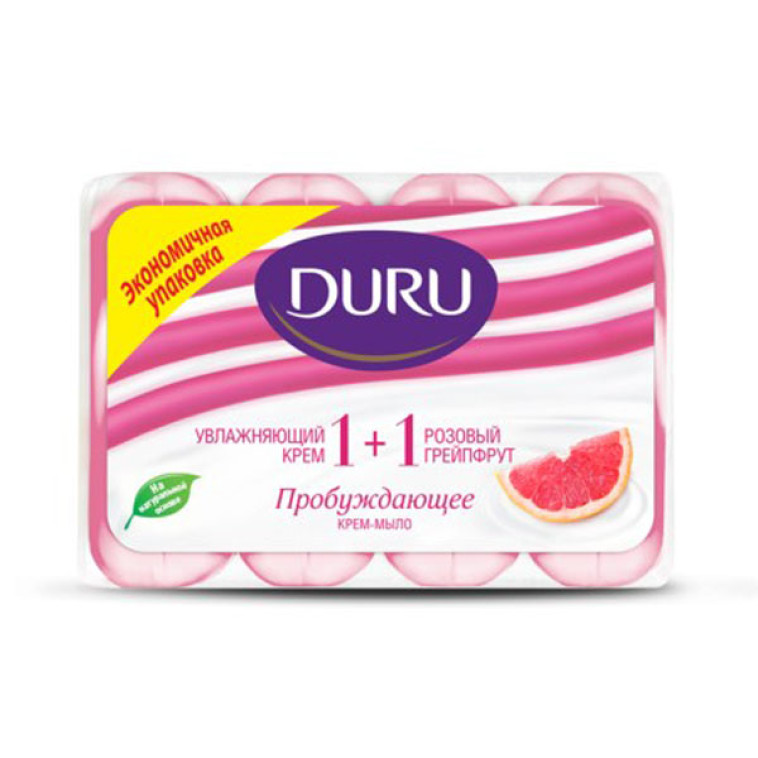 Мыло туалетное 4*90 гр экопак грейпфрут 1+1 DURU (1/12)