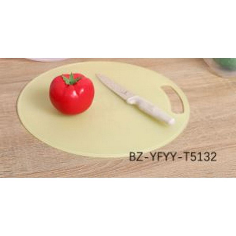 Доска пластиковая разделочная 33*30*0,5 см круглая врезная ручка желтый Baizheng (1/40)