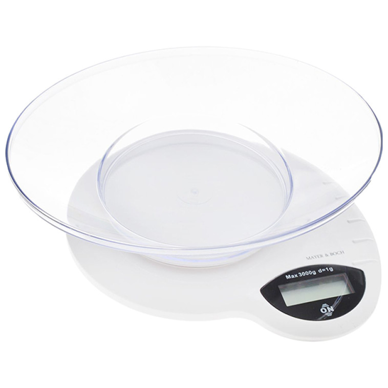 Весы кухонные электронные пластик 3 кг чаша съемная дисплей прозрачный Mayer Boch (1/12)