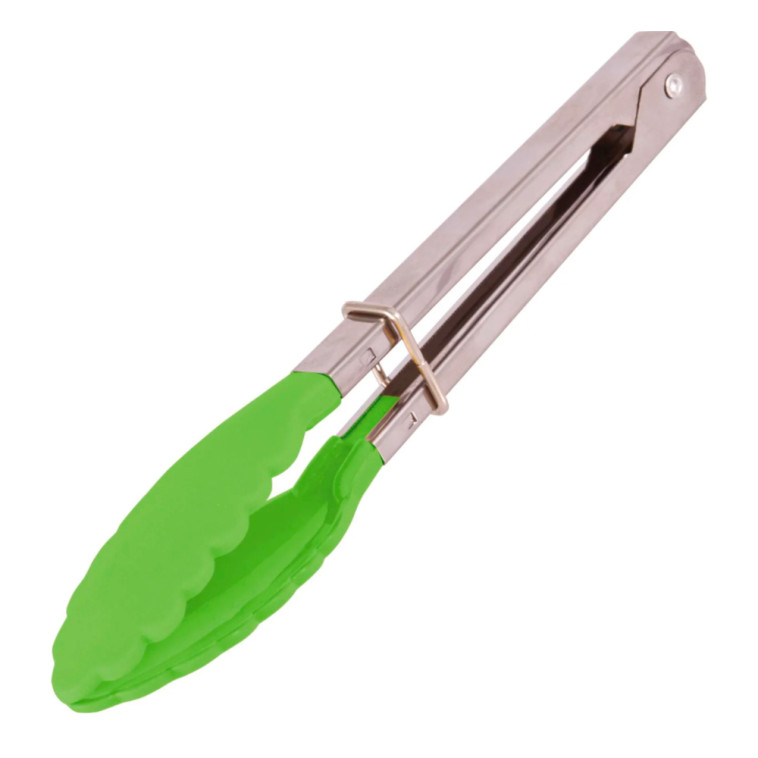 Щипцы нерж сталь 17,5 см сталь ручка рабочая часть нейлон стальной-зеленый Tongs-01 Mallony (1/144)