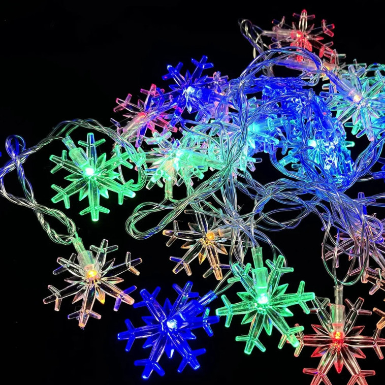 Гирлянда светодиодная  5 м 30 led 220 В многоцвет Снежинки Там там (1/48)