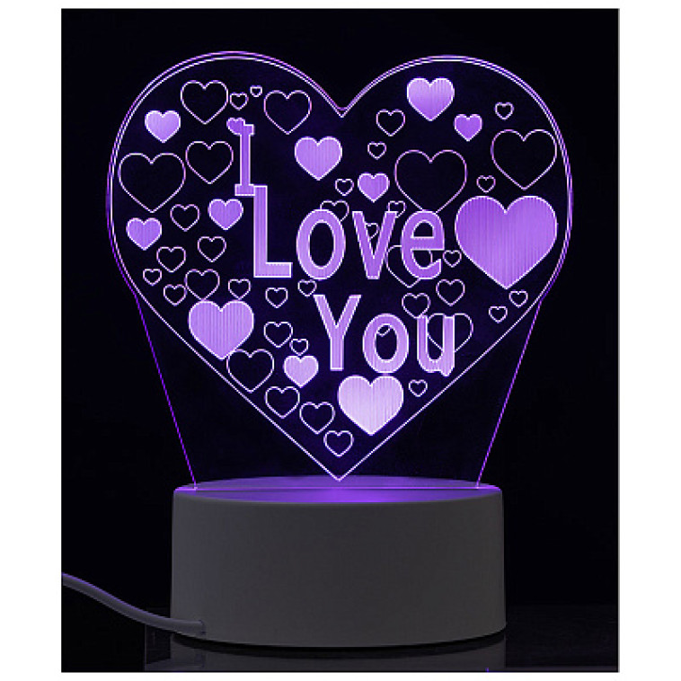 Фото Светильник светодиодный 17*14 см 3 Вт 3D USB с надписью I LOVE YOU EN-NL 23 Energy (1/50)