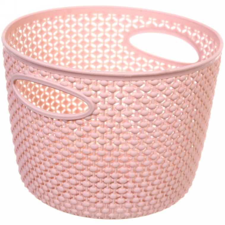 Корзина пластиковая 190*140 мм круглая для мелочей розовый Фиона (1/150)
