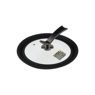 Крышка стеклянная 24/26/28 см стекло 4 мм силикон обод бакелит ручка Vetro-Special Mallony