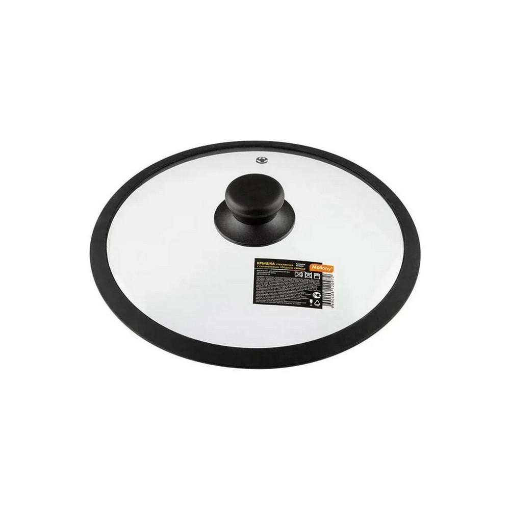 Крышка стеклянная 24 см силикон обод черный силикон ручка Cappello Mallony