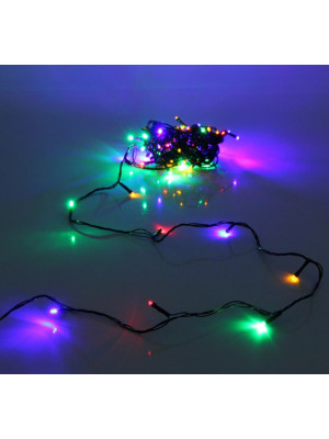 Гирлянда светодиодная 10 м 80 Led IP-20 8 режимов нить мультицвет черный пров Серпантин