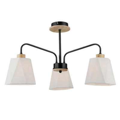 Люстра 3 плафона 64*35 см Е27 60Вт 12м2 плафон стекло черный-дерево Baizheng