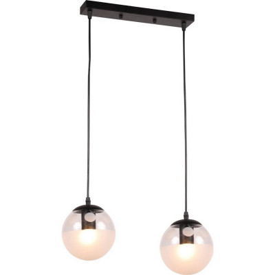 Люстра кухонная 2 плафона 42*15*100 см Е27 60Вт 8м2 плафон стекло черный Baizheng