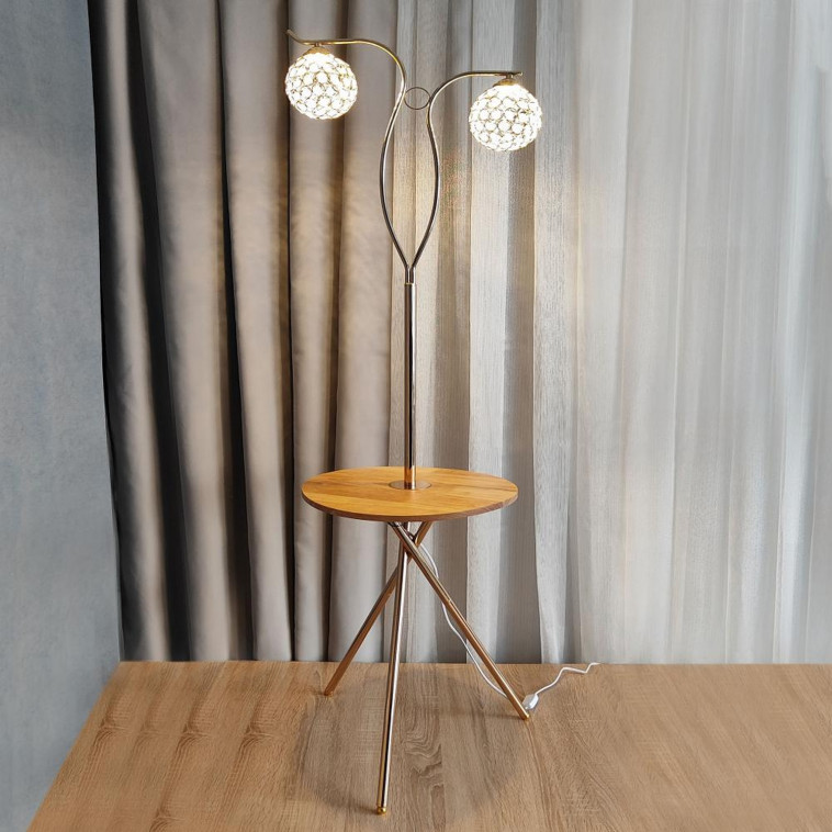 Изображение Торшер 3 плафона 155х50х40см  Е27 60Вт 12м2 со столиком плафон пластик черный Baizheng