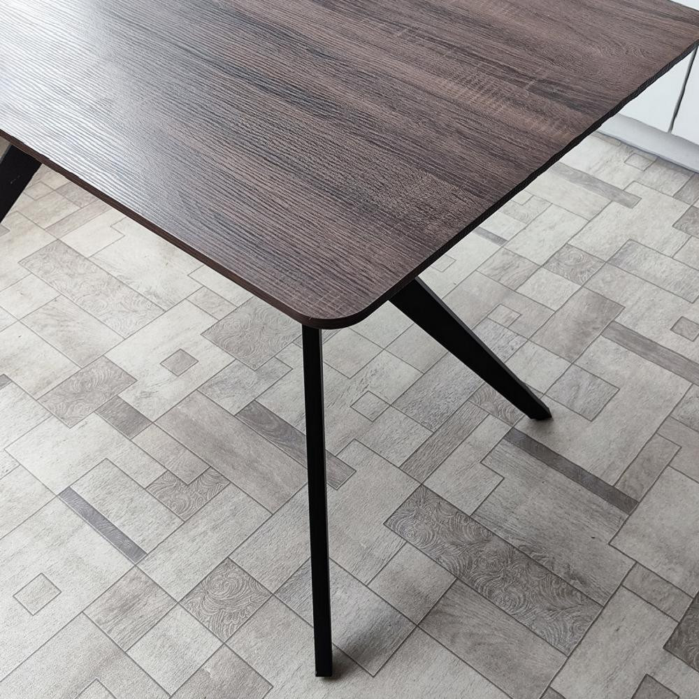 Стол ЛДСП кухонный 120x70x75 см крепкий кофе прямоугольный с черными металлическими ножками A121 5 частей Baizheng