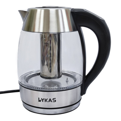 Чайник стеклянный электрический 1,8 л 2.2 кВт подстветка дисплей черный BZ-1806 Lykas