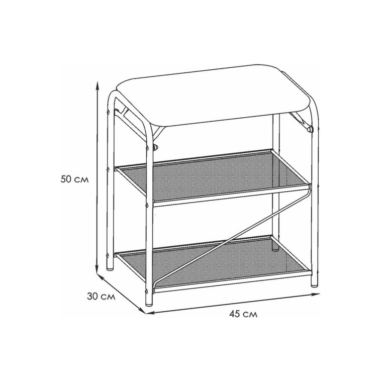 Изображение Подставка металлическая для обуви 3-х ярусная 45х30х50 см сиденье ящик черный Гранада 13В ЗМИ