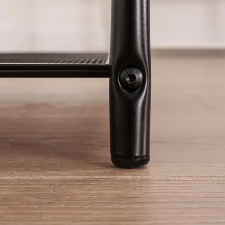 Рисунок Подставка металлическая для обуви 3-х ярусная 45х30х50 см сиденье ящик черный Гранада 13В ЗМИ