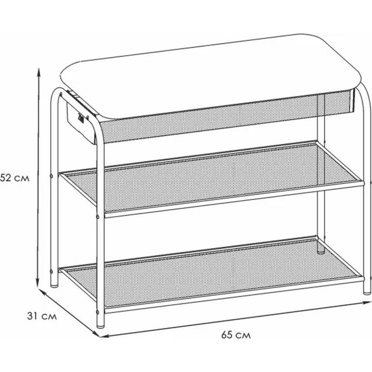 Фото Подставка металлическая для обуви 3-х ярусная 45х30х50 см сиденье ящик черный Гранада 13В ЗМИ