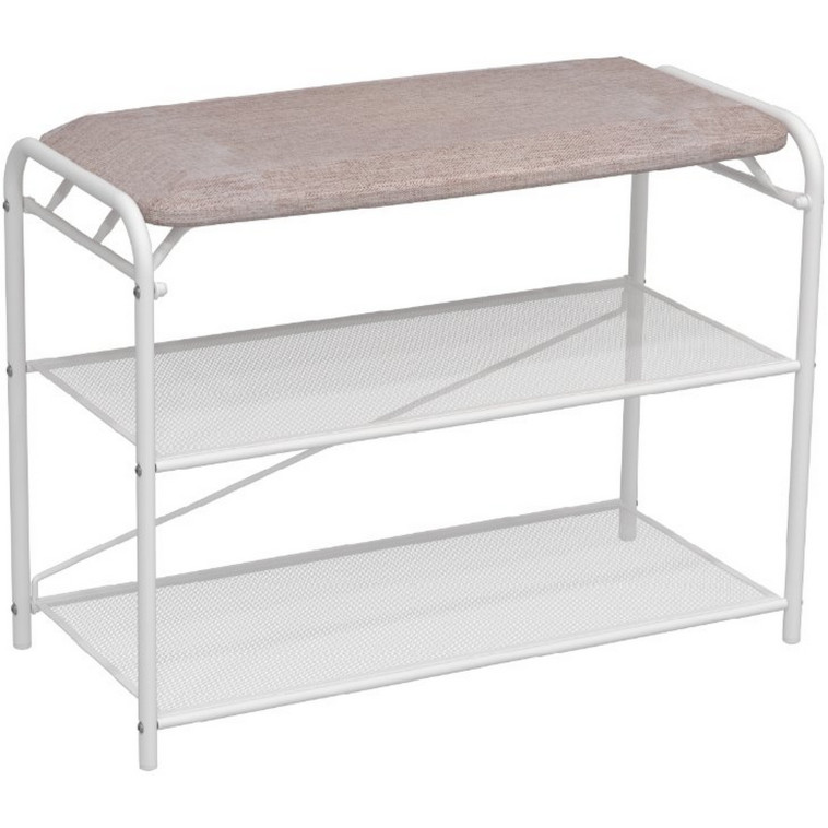 Подставка металлическая для обуви 3-х ярусная 65х30х50 сиденье нубук ящик черный Гранада 23В ЗМИ