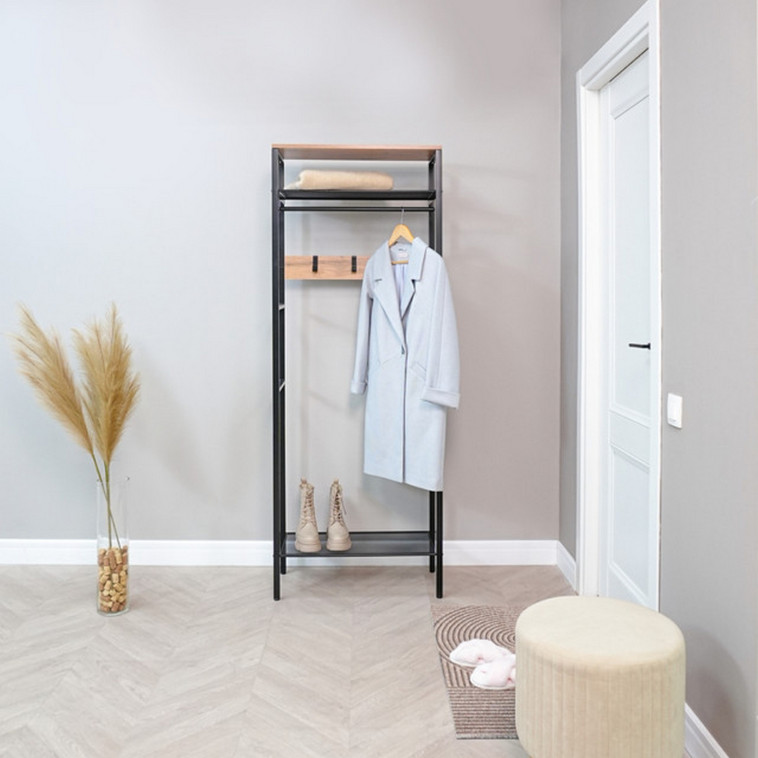 Cнимок Вешалка металлическая гардеробная 69х38,5х148 см белый полка Скандинавия 21 ЗМИ