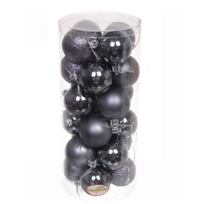 Набор пластиковых шаров d-5 см 24 шт графит Микс фактур Серпантин