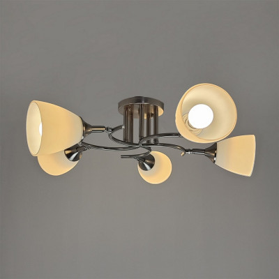 Светильник спот 5 плафонов 59*24 см Е27 60Вт 20м2 плафон стекло серебро Baizheng