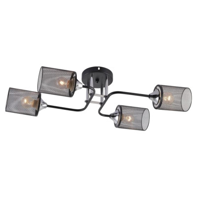 Люстра 4 плафона 65*27*16 см Е27 60Вт 16м2 плафон металл черный хром Baizheng