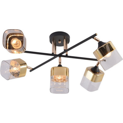 Светильник спот 5 плафонов 65*38*27 см Е27 60Вт 20м2 плафон стекло черный золото Baizheng