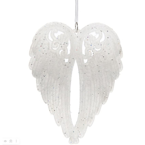 Украшение елочное пластик 11*15 см белый Ангельские крылышки Серпантин