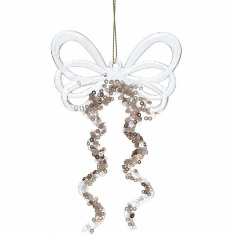 Украшение елочное пластик 8,5*14 см белый золотой блеск Сказочные блики Серпантин