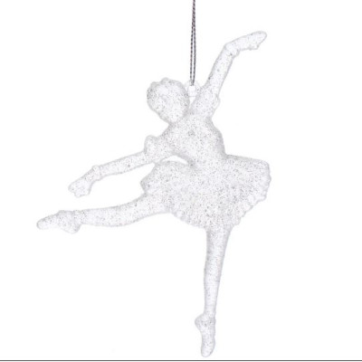 Украшение елочное 14 см белый Балерина Серпантин