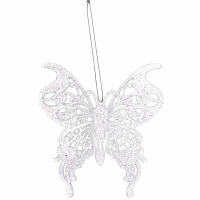 Украшение елочное 11*9 см белый Бабочка Серпантин