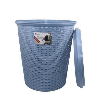 Корзина пластиковая для белья 23 л 355х415 мм круглая с крышкой в ассортименте Baizheng