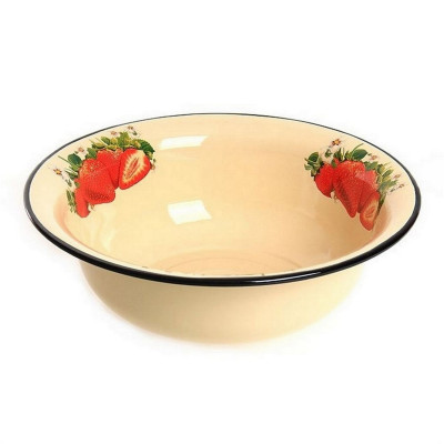 Таз эмалированный 9,5 л палевый Клубника садовая Стальэмаль