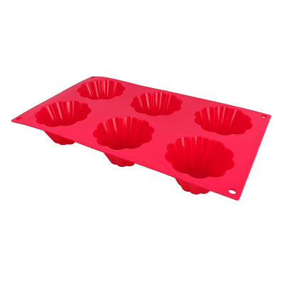 Форма силиконовая для выпечки 32х19х4 см 6 кексов розовый Roseo Mallony