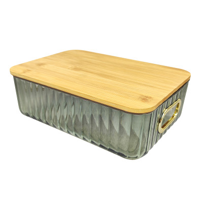 Контейнер пластиковый 363*260*85 мм с крышкой зеленый Волна Baizheng